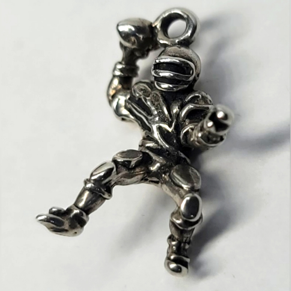 Football Player Sterling Silver Charm Pendant